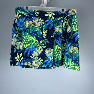 Lilly Pulitzer XL DELAYNEE SKORT luxletic Blue and Green Floral Skort high rise